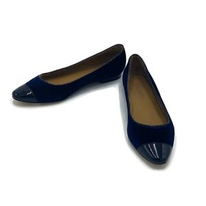 Talbots Indigo Blue Velvet & Leather Cap Toe Flats